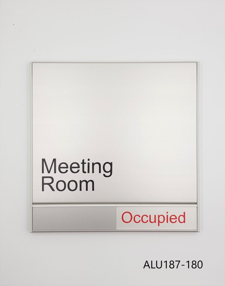 Aluminium Door Sign Vacant Occupied With Room Name - Pronto Dynamic 